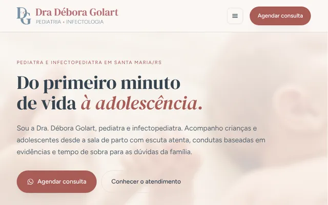 Página inicial do site Dra. Débora Golart, criado pela Basalto